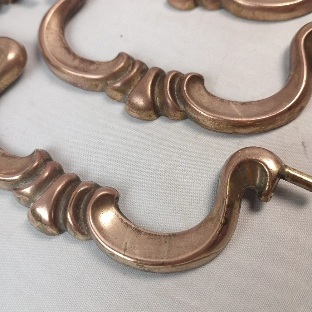 Vintage Lot of 9 Swan Neck Keeler Brass Handle Drawer Bail Pull N10846 MCM 4
